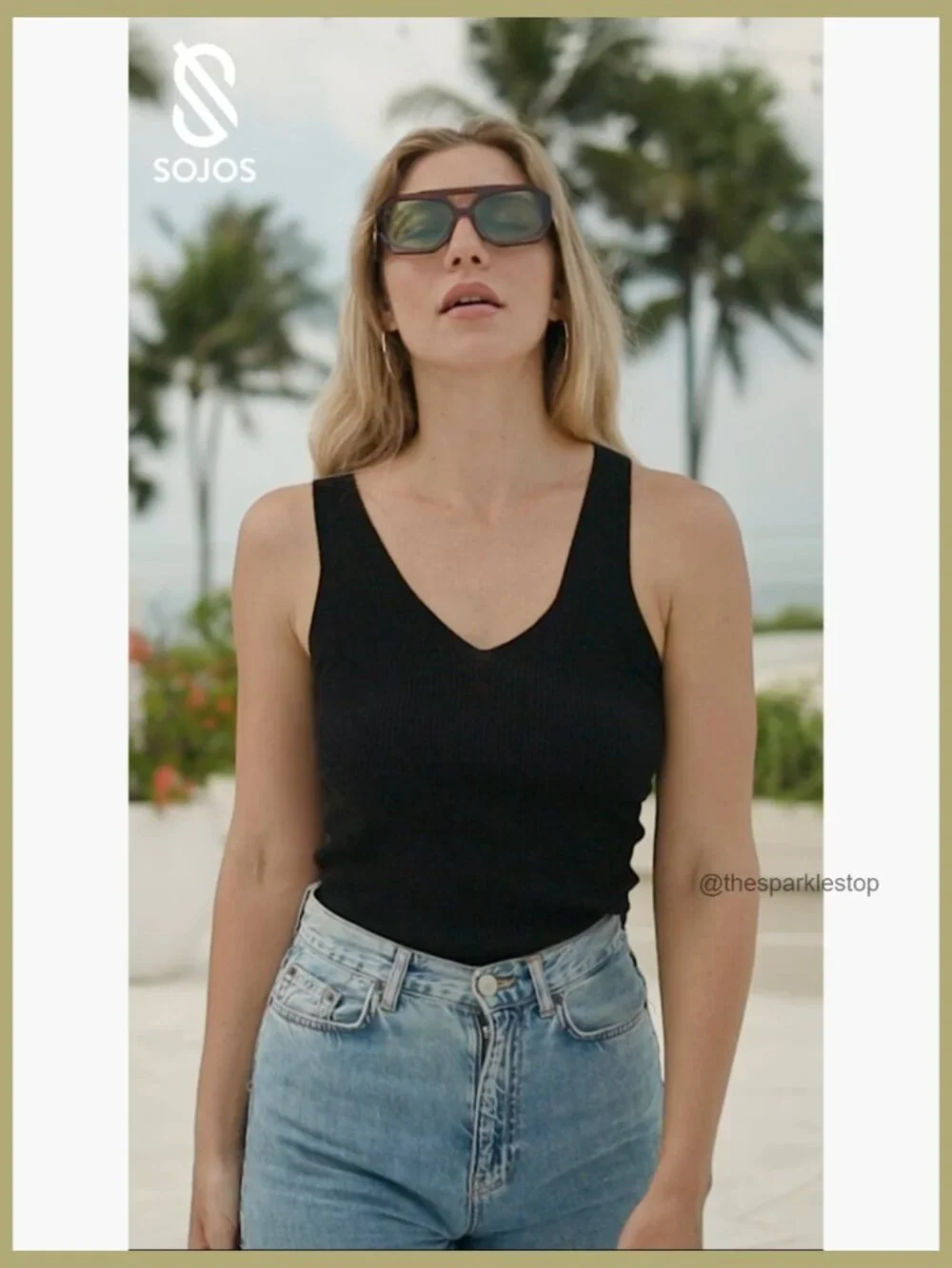 Polarized Aviator Sunglasses with Hexagonal Square Frame - Picture 6 of 7